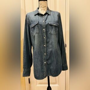 J. Crew Blue Denim Button Down Slim Fit Shirt